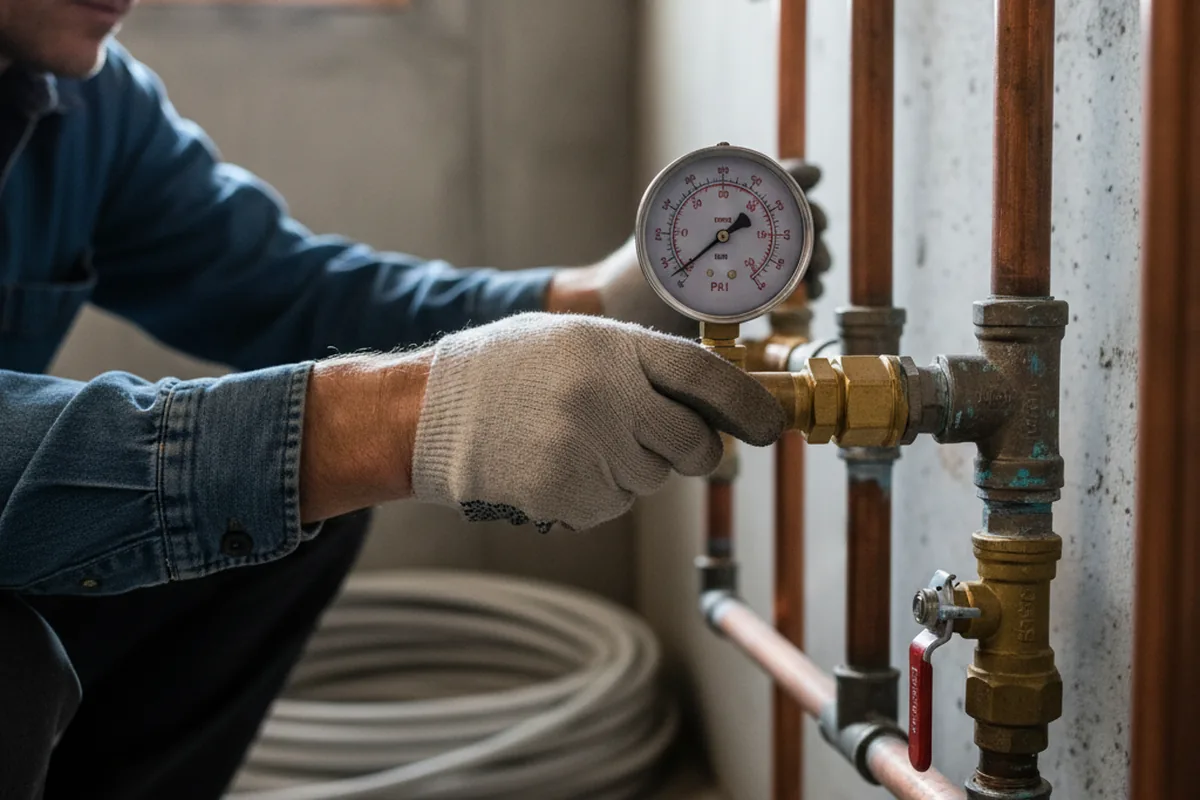Pressure testing a repaired line during Water Line Repair in La Mirada